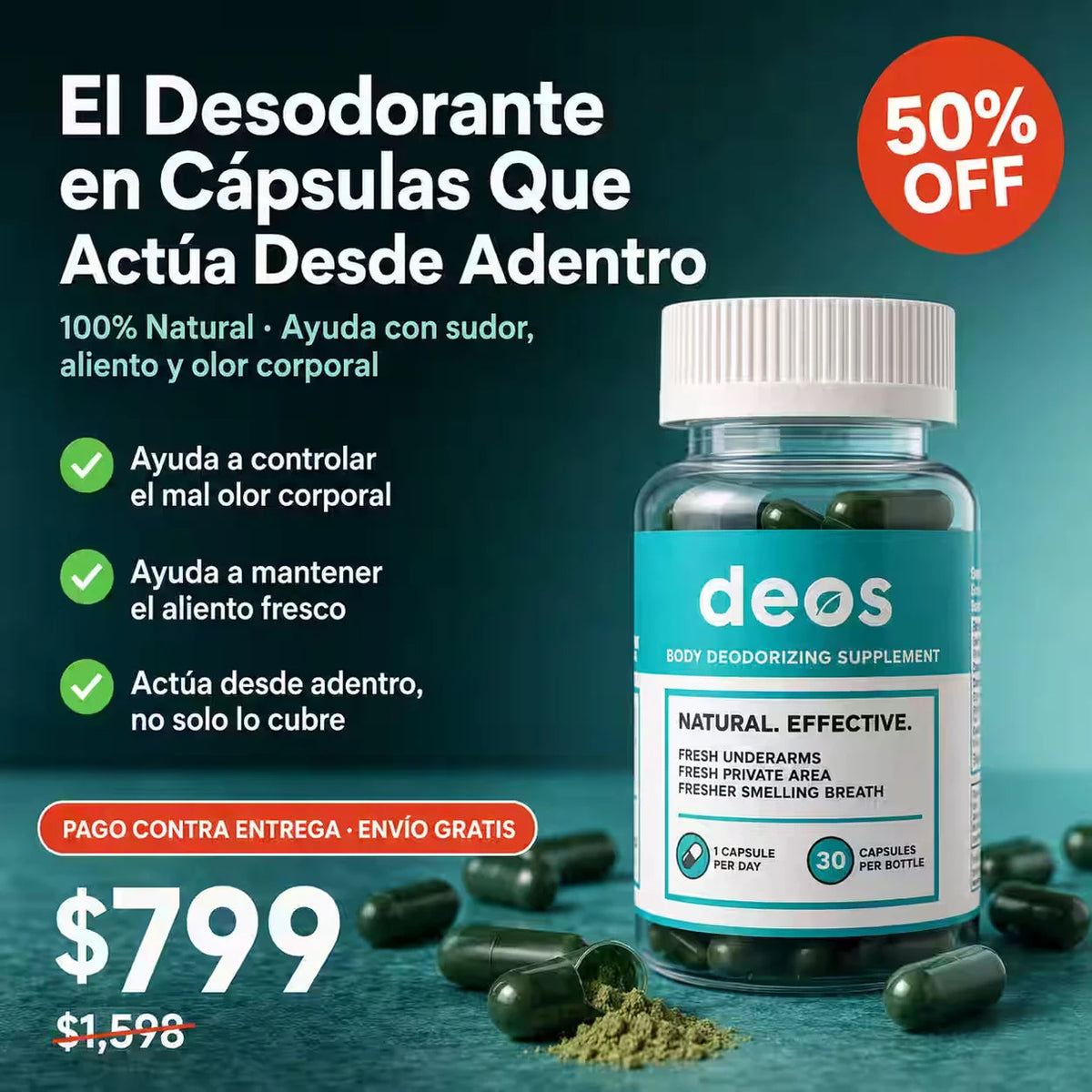 DEOS - Controla el Mal Olor Corporal Naturalmente - Imagen 1