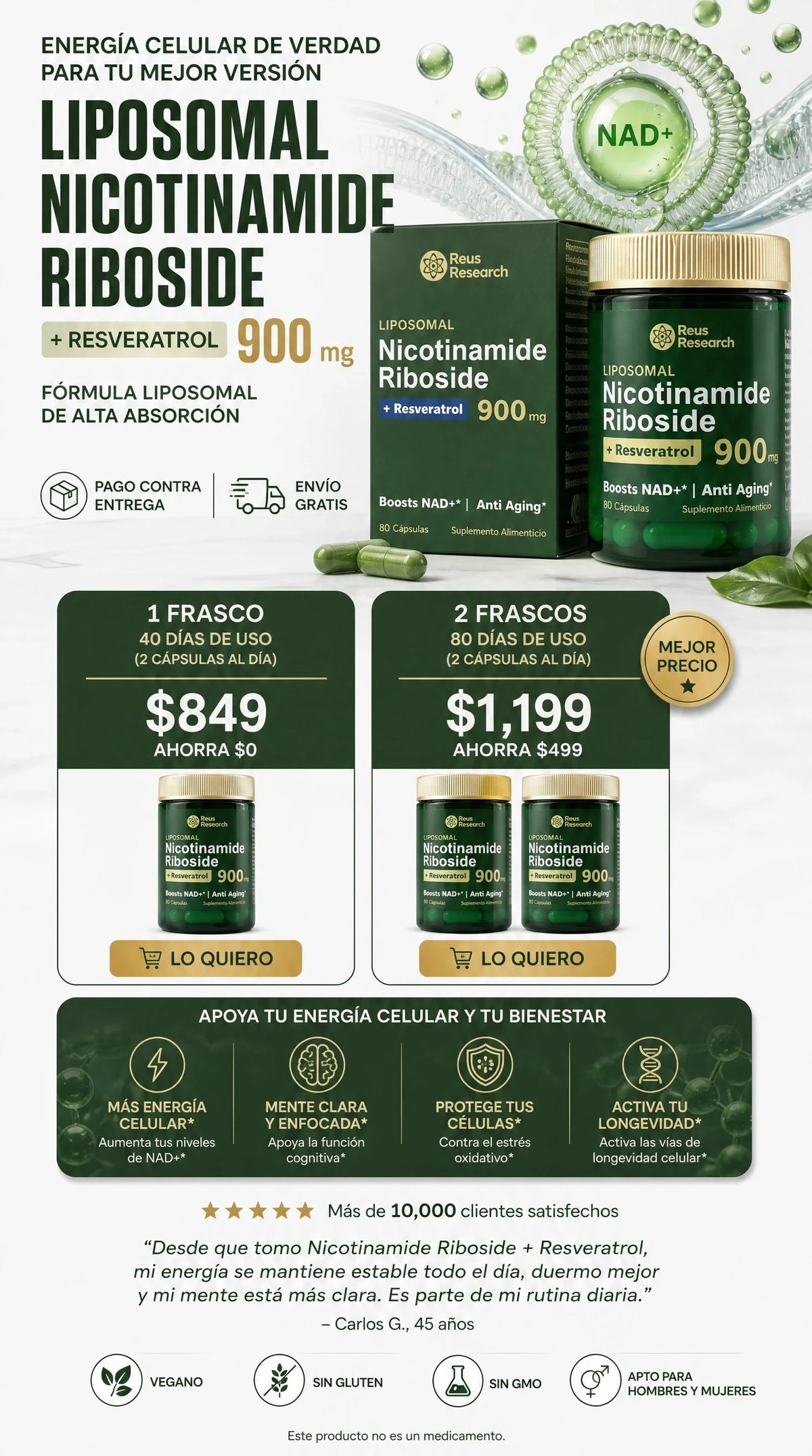 Nicotinamida Ribósido Liposomal + Resveratrol - Vitalidad - Imagen 3
